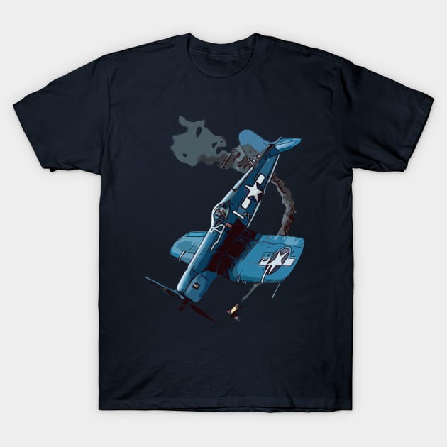 Famous WW2 Planes F4U Corsair Aerial Combat T-Shirt by F&L Design Co.